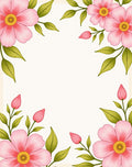 Pink Blossom Leaf Botanical Design Rug