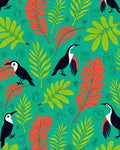 Tropical Toucan Leaf Pattern Design Rug