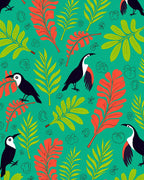 Tropical Toucan Leaf Pattern Design Rug