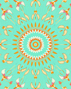 Radiant Floral Sunburst Mandala Style Rug