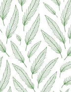 Green Feather Line Art Pattern Rug
