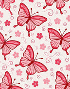 Pink Butterfly Floral Whimsical Rug