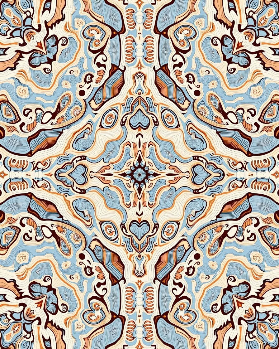Abstract Symmetry Swirl Pattern Rug