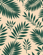 Dark Green Tropical Leaf Pattern Rug