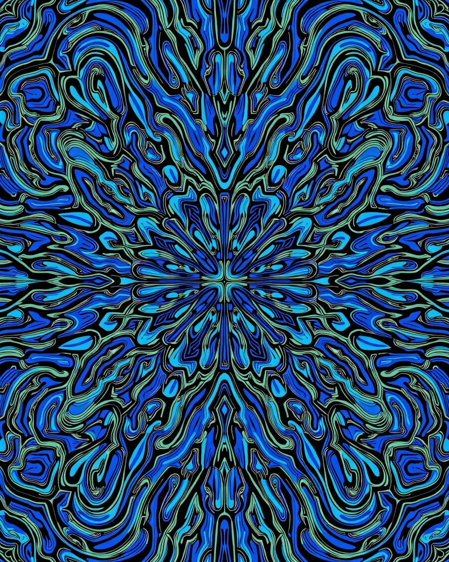 Abstract Blue Swirls Organic Pattern Rug