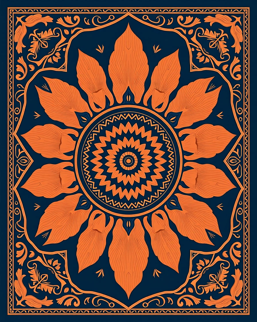 Orange Blossom Mandala Style Rug