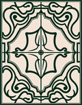Classic Dark Green Nouveau Scroll Pattern Rug