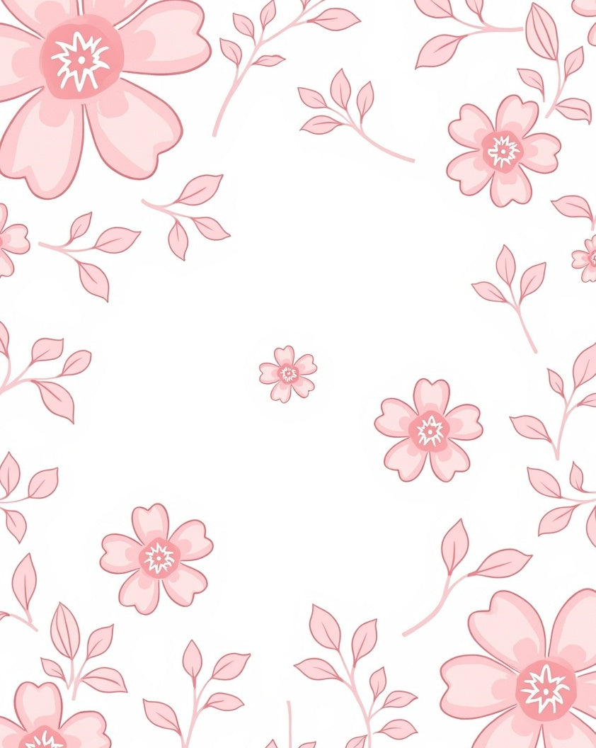 Feminine Pink Floral Branch Design Rug
