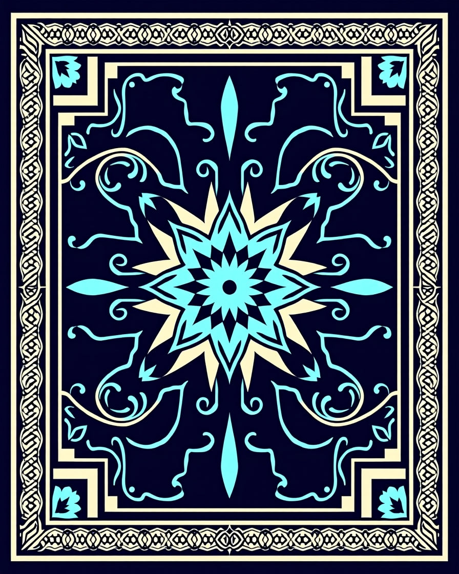 Elegant Floral And Geometric Border Rug