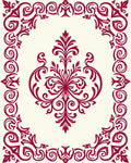 Regal Red Floral Scroll Pattern Rug