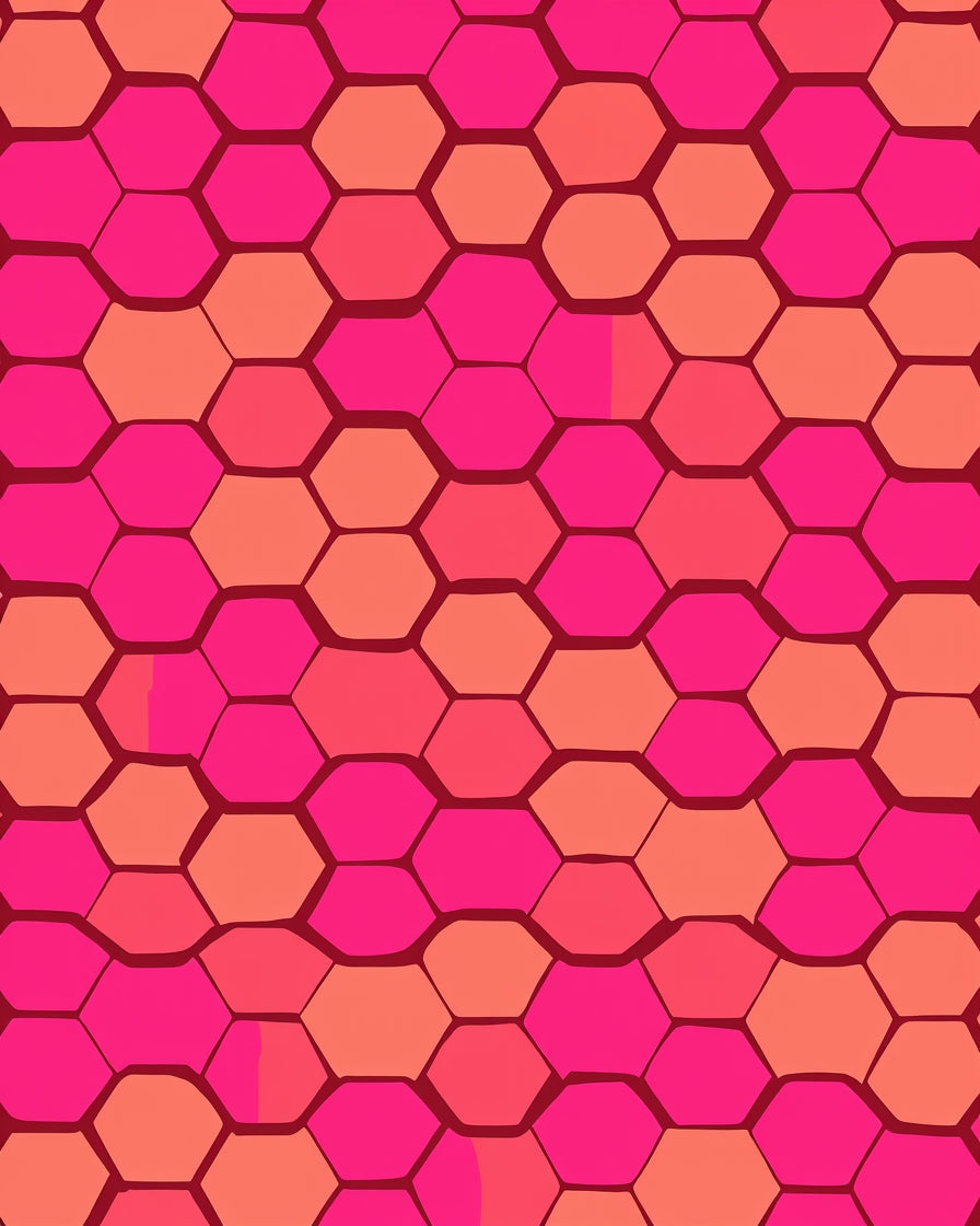 Bold Hexagonal Pink Coral Pattern Rug