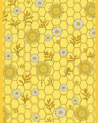 Yellow Daisy Honeycomb Pattern Rug