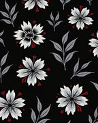 Chic Black Floral And Leaf Design Rug