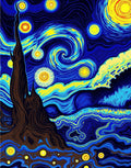 Vibrant Blue Yellow Swirl Night Sky Rug