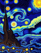 Vibrant Blue Yellow Swirl Night Sky Rug