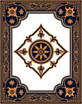 Ornate Floral Centerpiece Border Design Rug