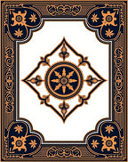 Ornate Floral Centerpiece Border Design Rug