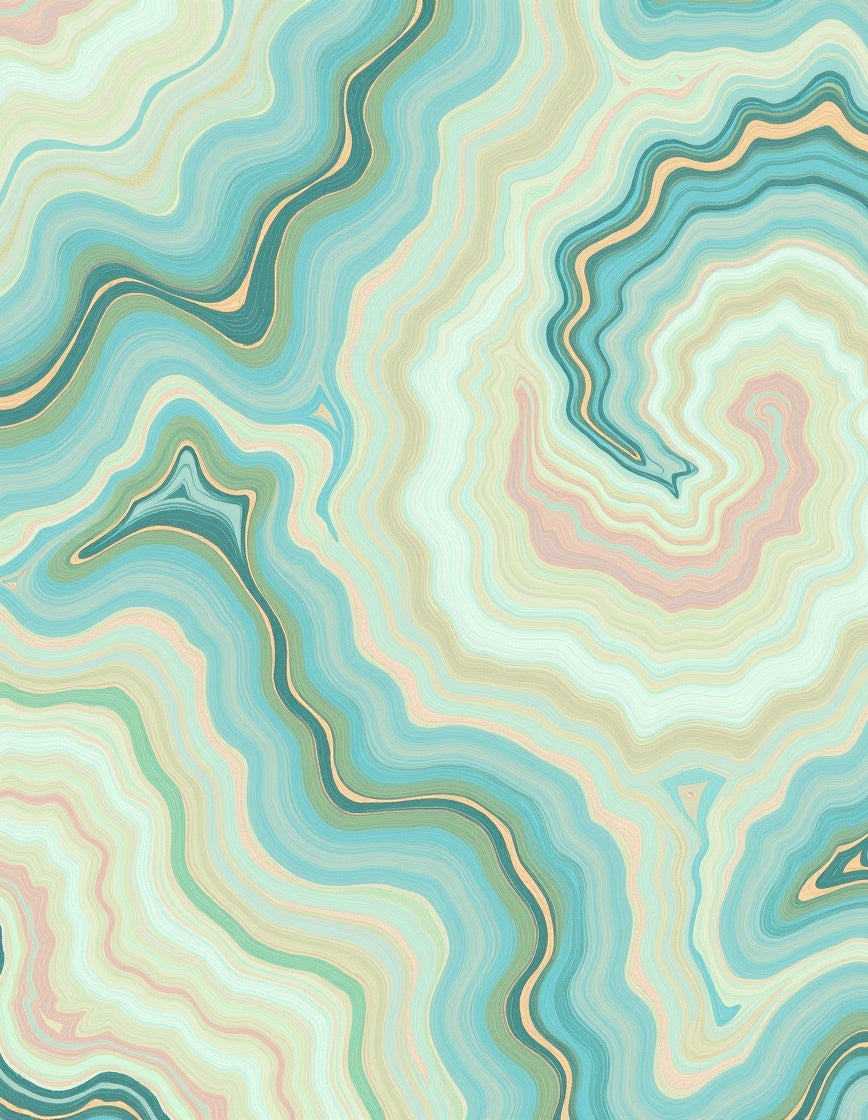 Serene Aqua Striped Agate Pattern Rug