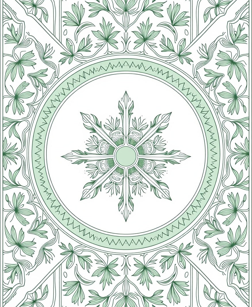 Green Floral Medallion Intricate Pattern Rug