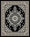 Elegant Black White Floral Mandala Rug