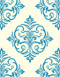 Classic Blue Floral Damask Pattern Rug
