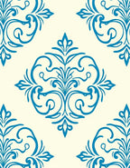 Classic Blue Floral Damask Pattern Rug