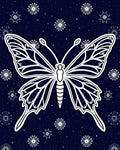 Night Sky Butterfly Floral Pattern Rug