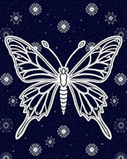 Night Sky Butterfly Floral Pattern Rug