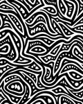 Abstract Black White Wavy Pattern Rug