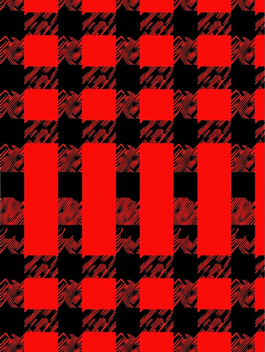 Red Black Buffalo Check Pattern Rug