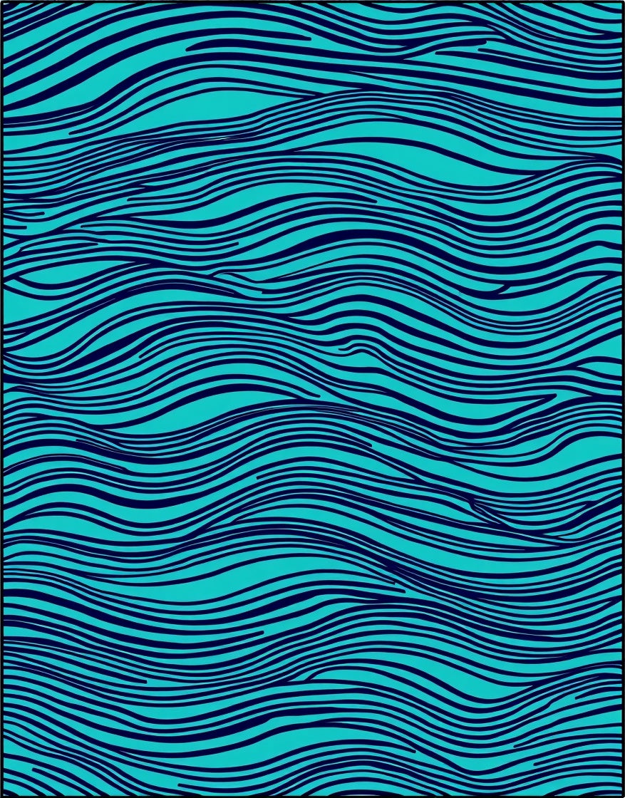 Aqua Navy Wavy Stripes Rug