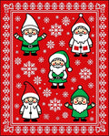 Red Santa Gnomes Snowflake Scatter Rug