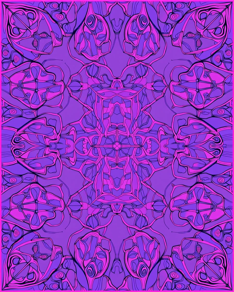 Vibrant Pink Purple Psychedelic Design Rug