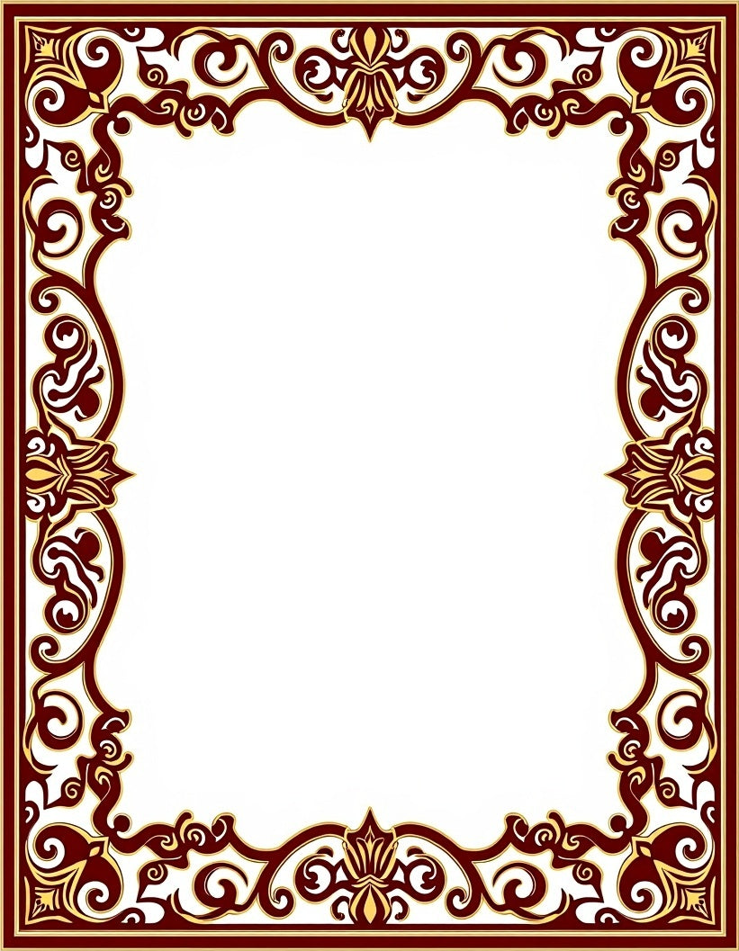 ornate floral scroll border design Rug