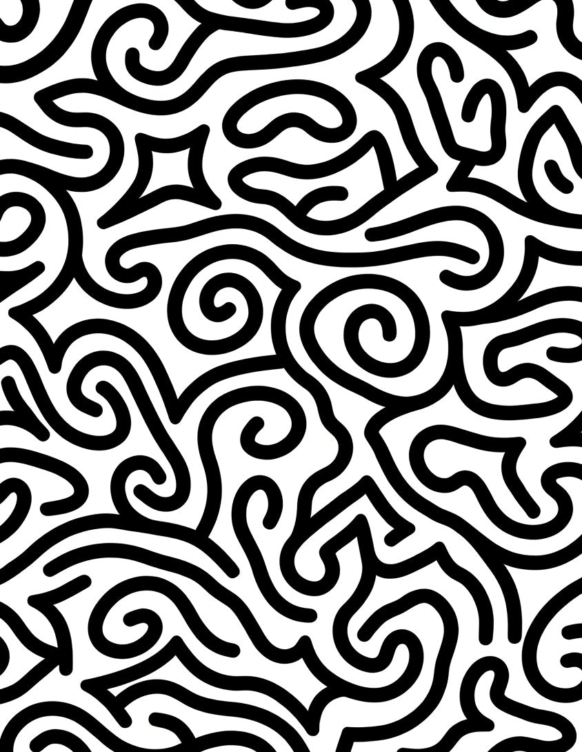 Abstract Black Swirl Pattern Design Rug