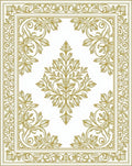 Ornate Floral Golden Border Design Rug