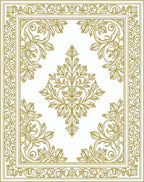 Ornate Floral Golden Border Design Rug