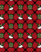 Red Plaid Festive Floral Design Rug