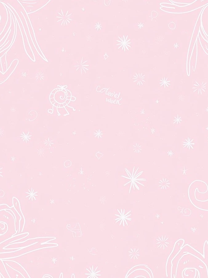 Soft Pink Whimsical Line Art Rug