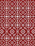 Classic Red White Geometric Tiles Rug