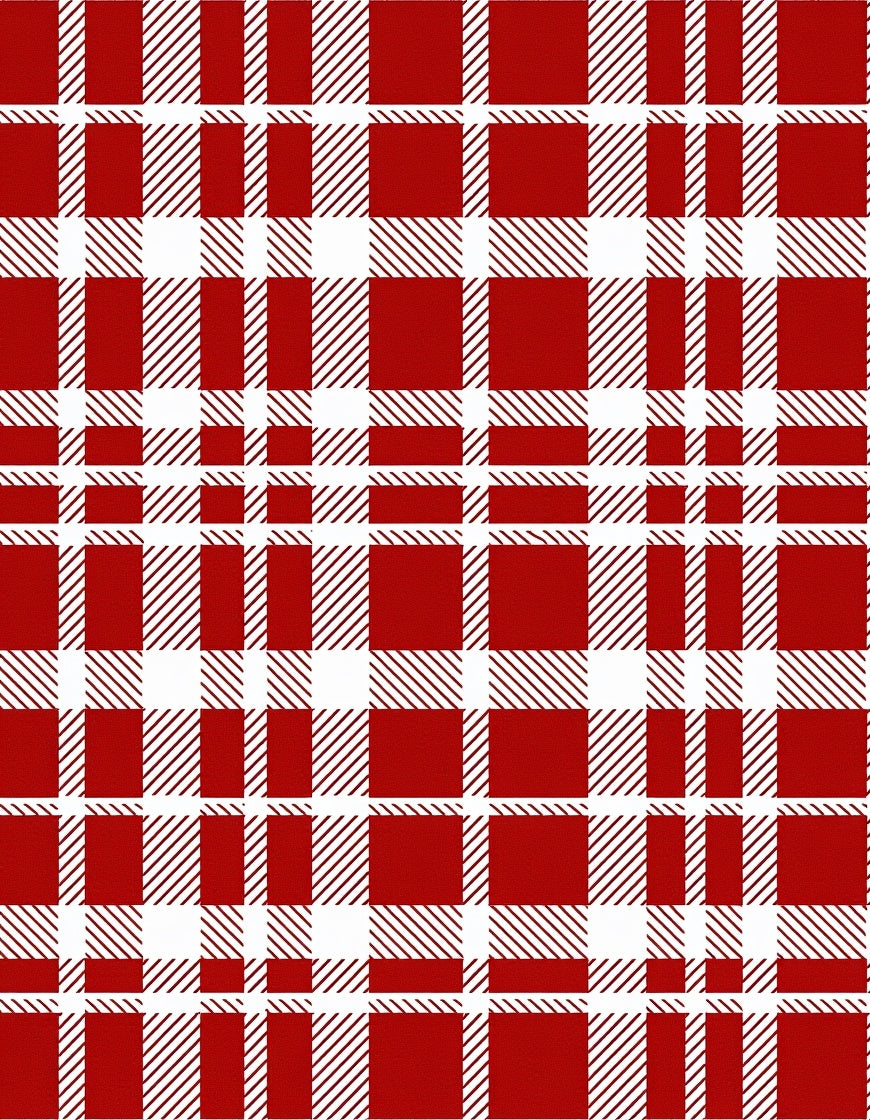 Classic Red White Plaid Pattern Rug