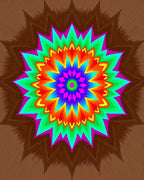 Vibrant Rainbow Starburst Fractal Rug