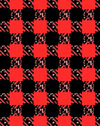 Red Black Houndstooth Checkered Pattern Rug
