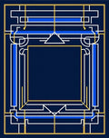 Navy Blue Geometric Lines Rug