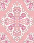Ornate Pink White Floral Pattern Rug