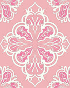 Ornate Pink White Floral Pattern Rug
