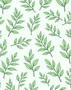 Green Leafy Branch Pattern Rug