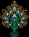 Vibrant Peacock Feather Floral Design Rug
