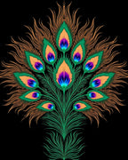 Vibrant Peacock Feather Floral Design Rug