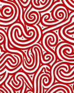 Crimson Curlicues Abstract Rug